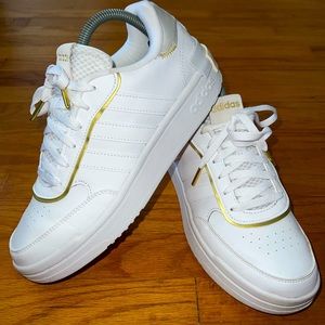 Adidas Womens Post Move SE GX2182 White/Gold Casual Shoes Sneakers Sz 9 EUC